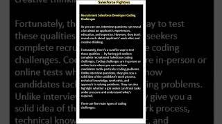 Requirement Salesforce Developer Coding Challenge salesforcefighters jobinterview [upl. by Noxid31]