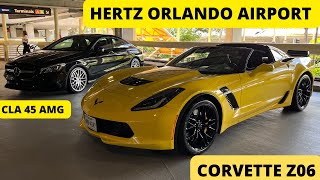 Hertz Car Rental  Orlando Airport MCO  April 2022  A Side  Corvette Z06 Mercedes CLA 45 AMG [upl. by Nnylharas]