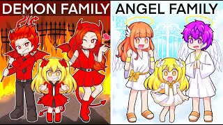 The Squad Gets ADOPTED By DEMON vs ANGEL Family In Roblox Brookhaven RP [upl. by Aiepoissac]