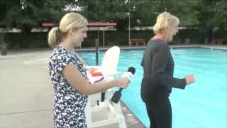 Photographer Shoves Reporter into Swimming Pool quotLivequot [upl. by Arbba979]