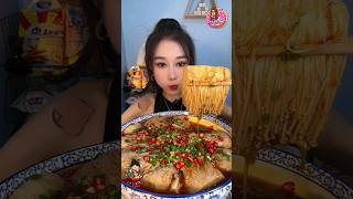 Spicy Enoki Mushroom Mukbang  팽이버섯 먹방 [upl. by Ahsinod]