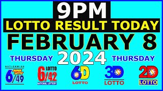 9pm Lotto Result Today February 8 2024 Thursday [upl. by Akimahc]