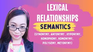 Lexical Relationships synonymy antonymy  hyponymy homophony homonymy polysemy metonymy [upl. by Conover265]