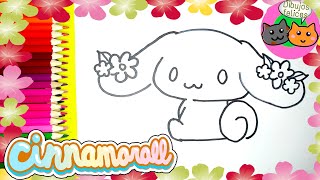 Dibujos Felices🎨 Cómo Dibujar a Cinnamoroll Adornado con🌺 Flores🌈 [upl. by Gomer]