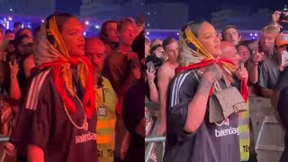 Rihanna at Rolling Loud Portugal watching Asap Rocky perform  July 7 2022 [upl. by Streetman468]