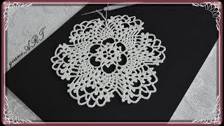 Crochet Lace DoilyRound Motif  Tablecloth crochet Part 1 [upl. by Arikal]