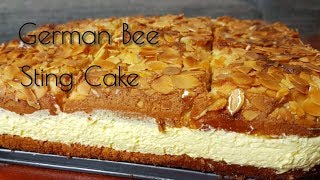 Almond Cake with Vanilla Cream Layer  Bee Sting Cake  Bienenstich [upl. by Ozzie46]