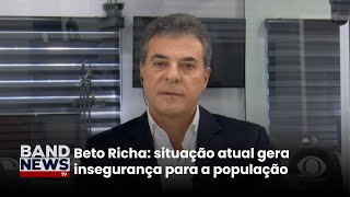 Beto Richa diz que atual gestão de Curitiba age com descaso na segurança pública  BandNews TV [upl. by Asaret]