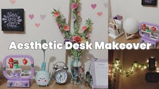 Aesthetic Desk Makeover🌸⚘️  Minimalist study desk setup  simple and aesthetic [upl. by Alios733]