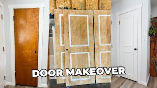 Flat Panel Door Makeover  Upgrade Ugly Hollow Core Doors [upl. by Asirralc]