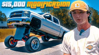 19 Year Old Squatted Truck  CUSTOM Built Lift Kit  Turbo [upl. by Lihkin]