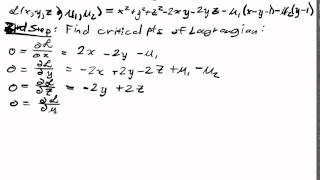 Constrained Optimization Lecture I Part 6 Lagrangian Example 2 [upl. by Anomer439]