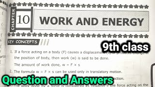 9th class  Physics  10 Work and Energy lesson  9th class physics question and answers  9th QA [upl. by Lehcnom676]