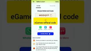 eGamee refferal code  new redeem code app 2024 😲 ytshorts youtube shorts [upl. by Naujak]