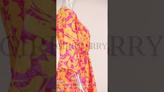 GIRLMERRY Stylish plus size nonstretch batch printing dolman sleeve mini dress Wholesale AA020047 [upl. by Nottus]