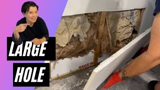 How to Repair a BIG Hole in WALL  DIY Large Hole Patching on Drywall and Sheetrock [upl. by Yerbua345]