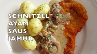 Schnitzel Ayam Saus Jamur I Chicken Schnitzel with Mushroom Sauce [upl. by Eisse]