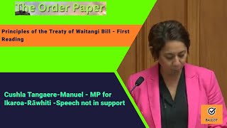 Cushla TangaereManuel on the Principles of the Treaty of Waitangi Bill  First Reading [upl. by Caylor64]