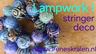 65 Making lampwork glass beads stringer decoration [upl. by Ellicott999]