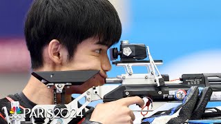 China strikes gold in mixed team air rifle for first medal of the 2024 Paris Olympics  NBC Sports [upl. by Noneek]