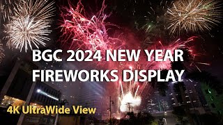 BGC Fireworks Display 2024 New Year Countdown Manila NYE 4K Bonifacio Global City Taguig Philippines [upl. by Ixel]