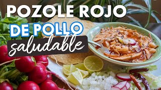 Cómo hacer Pozole Rojo de Pollo en versión Saludable comidassaludables diabetes [upl. by Dat337]