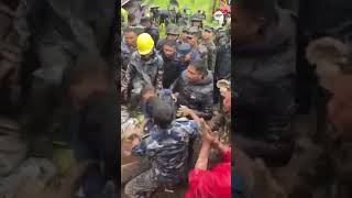 Police rescue 2yearold boy buried in landslide news rescue nepal landslideyoutubeshortsshort [upl. by Yerak]