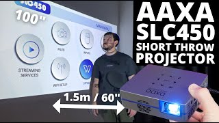 AAXA SLC450 REVIEW Mini Projector Makes a Huge Screen in a Short Distance [upl. by Lirrehs798]