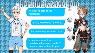 hoshiumi as gorou  haikyuu text  genshin impact skit  ep3 [upl. by Enomas]