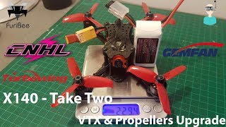 FuriBee X140  VTX amp Propellers Upgrade Tested With CNHL 650mah 4s Lipo [upl. by Sirak]