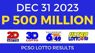 Lotto Result December 31 2023 9pm PCSO [upl. by Aymik]