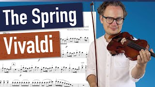 A Vivaldi The Spring  The Four Seasons 1 Movement  violin sheet music  piano accompaniment [upl. by Haymo]