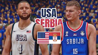 USA vs SERBIA  2024 MENS OLYMPIC BASKETBALL SEMIFINALS  NBA 2K24 PS5 [upl. by Atekal375]