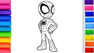 How to color a Spiderman drawing and coloring for kids satisfying video [upl. by Esiuole]