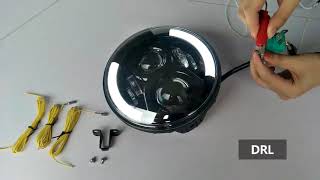 Motorcycle 7 Inch Round Led Headlight With Drl Turn Signal Headlight For Honda Motorcycle [upl. by Atiuqin]