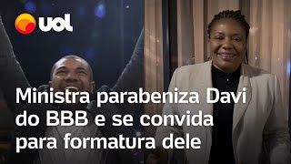 Davi campeão do BBB 24 Margareth Menezes parabeniza baiano e se convida para a formatura dele [upl. by Eenaej]