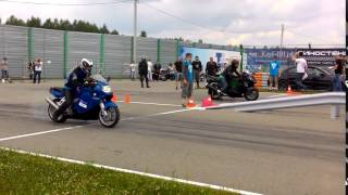 BMW K1200S VS Kawasaki ZZR1400 race2 [upl. by Samanthia]