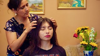 Esperanzas head amp foot massage with hair play whispering amp ASMR triggers for sleep and relaxation [upl. by Echo]