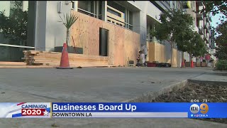 Everybody Is Scared DTLA Pasadena Businesses Board Up Windows Ahead Of Election [upl. by Odnalref]