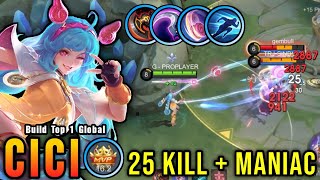 25 Kills Powerful Offlane Cici Almost SAVAGE  Build Top 1 Global Cici  MLBB [upl. by Enileuqkcaj]