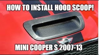 How to install Racing Dynamics Hood Scoop for Mini Cooper S 200713 [upl. by Yeroc262]