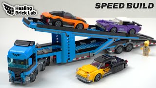 LEGO City 60408 Car Transporter Truck with Sports Cars Speed Build [upl. by Esineg]