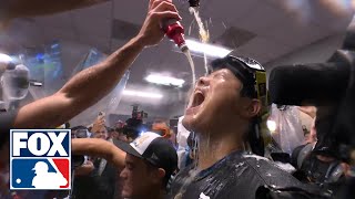 Dodgers champagne celebration following heartfelt speech from manager Dave Roberts  MLB on FOX [upl. by Forester]