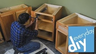 How to Install Kitchen Cabinets  Buildipedia DIY [upl. by Annoirb]