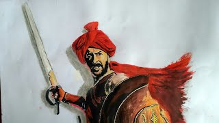 Ajay devgan drawing with tanhaji movie song Ghamand kar Tanhaji The Unsung Warrior Drawing [upl. by Niamor]