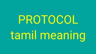 PROTOCOL tamil meaningsasikumar [upl. by Lindsey]