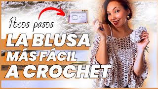 TUTORIAL BLUSA A CROCHET Paso a paso para Iniciantes SOLO 2 RECTÁNGULOS MUY ELEGANTE [upl. by Enicul]