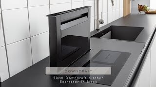 Downdraft Kitchen Cooker Hood in Black 90cm [upl. by Eelak]