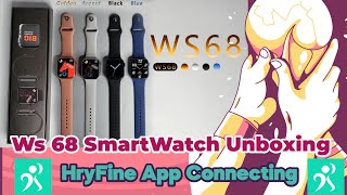 Smartwatch Ws68 Unboxing amp How To SetUp or Connect Smartphone HryFine Apps Big Screen Series 8 [upl. by Nella]