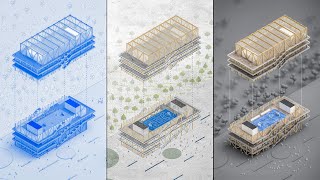 1 Project and 3 Different Axonometric Styles in Architecture [upl. by Filbert46]